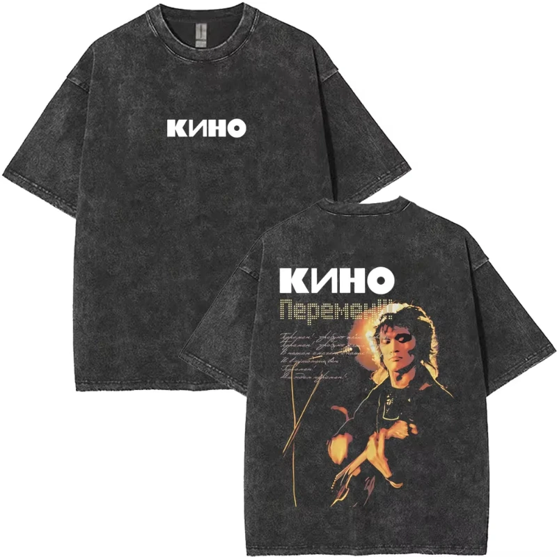 

Винтажные футболки с рисунком Kino Viktor Tsoi для мужчин и женщин, повседневная хлопковая футболка большого размера, летняя классическая русская рок-уличная одежда