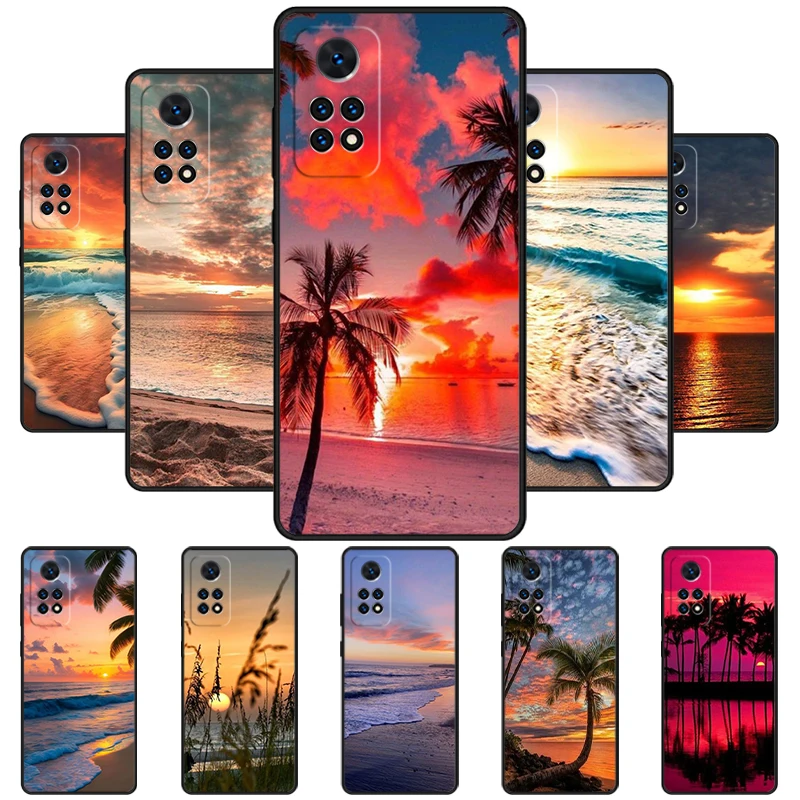 Summer Beach Sunset On Sea Phone Case For Redmi Note 11 EPro 11S 10T 9S Promax 8 Pro Xiaomi Mi 11 12X 12S Ultra Cover