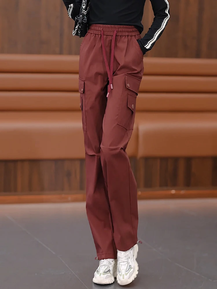 

American Style Straight Leg Workwear Pants Women's Spring Autumn High Waist Loose Casual Slimming Narrow Version Mountain Cli...