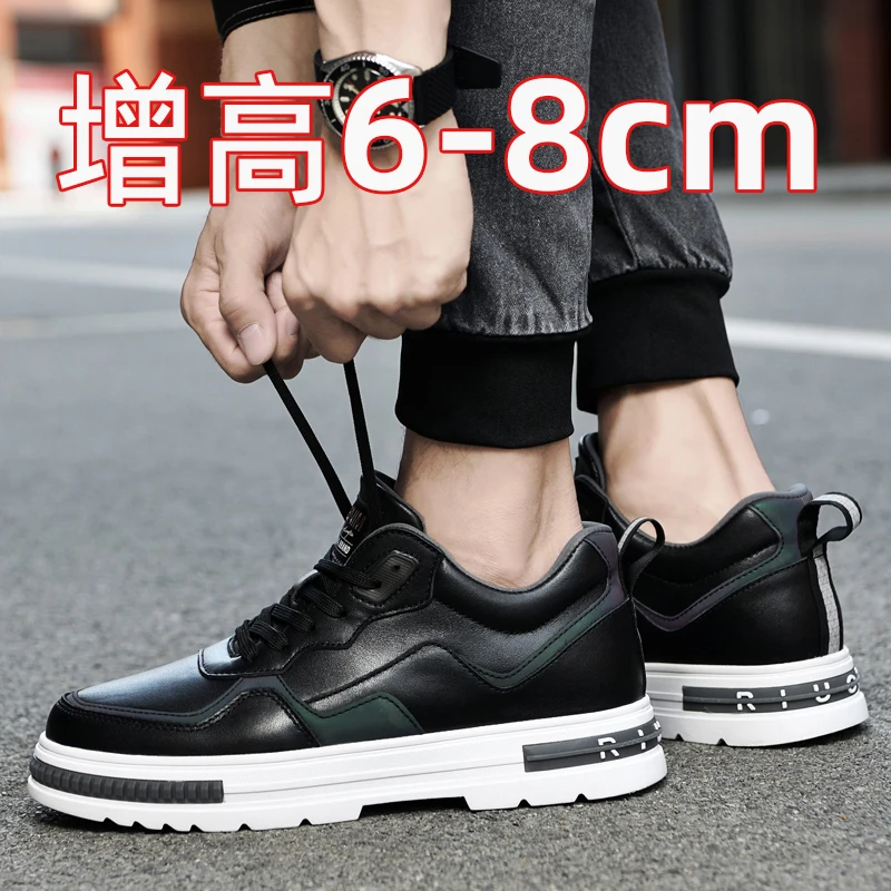 

Elevator shoes for man height increase 8cm2025 Luxury Brand sneaker Genuine Leather Men's Hidden Heels Casual Shoe Heights