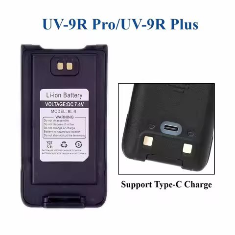 Compatible with Baofeng UV-9R Pro 7.4V Li-ion Battery IP68 Support Type-C Charge for GMRS-9R ​​​​​​​Walkie Talkie BL-9 Plus