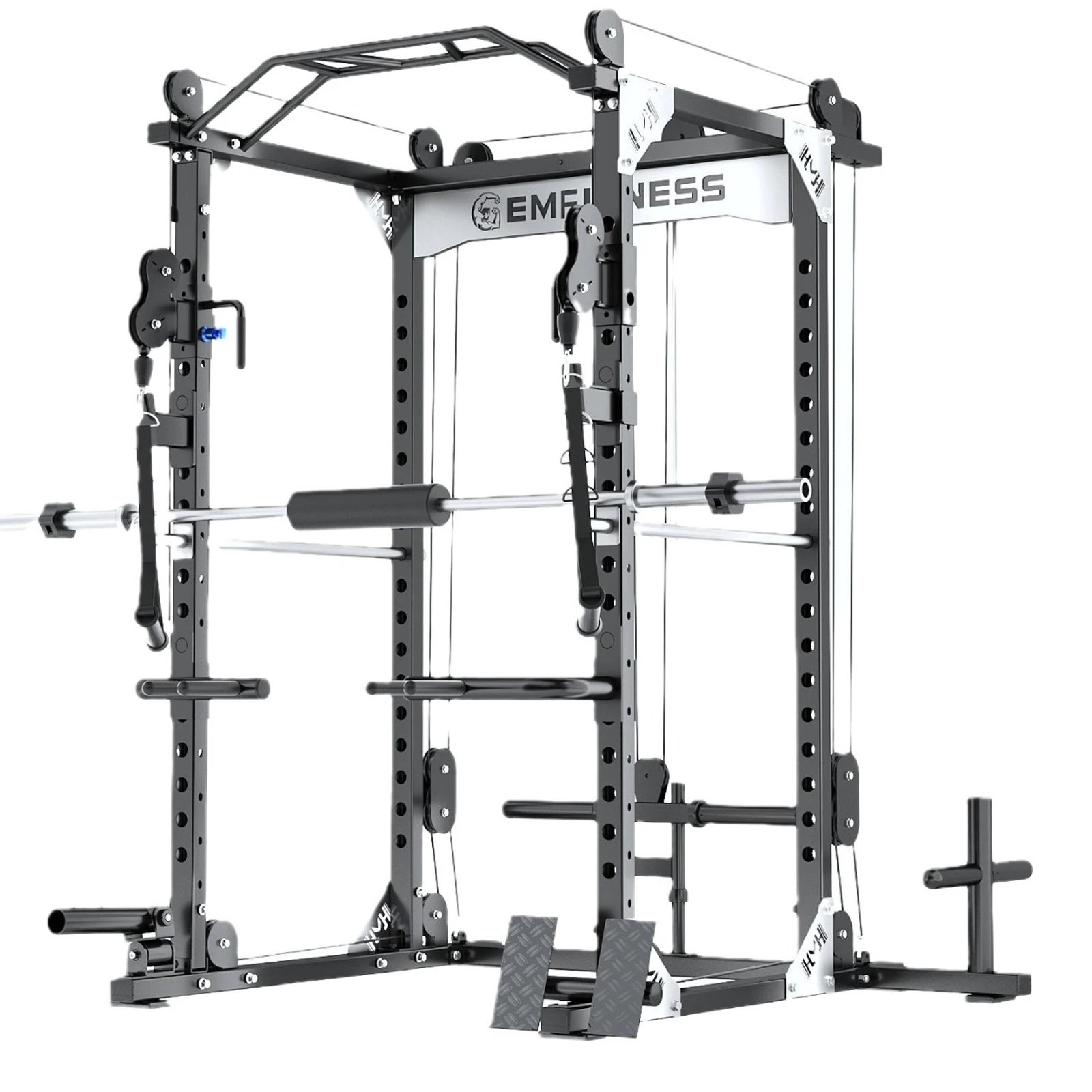 

Multi Functional Wall Mount Squat Rack Smith Machine Squat Rack Cable Crossover