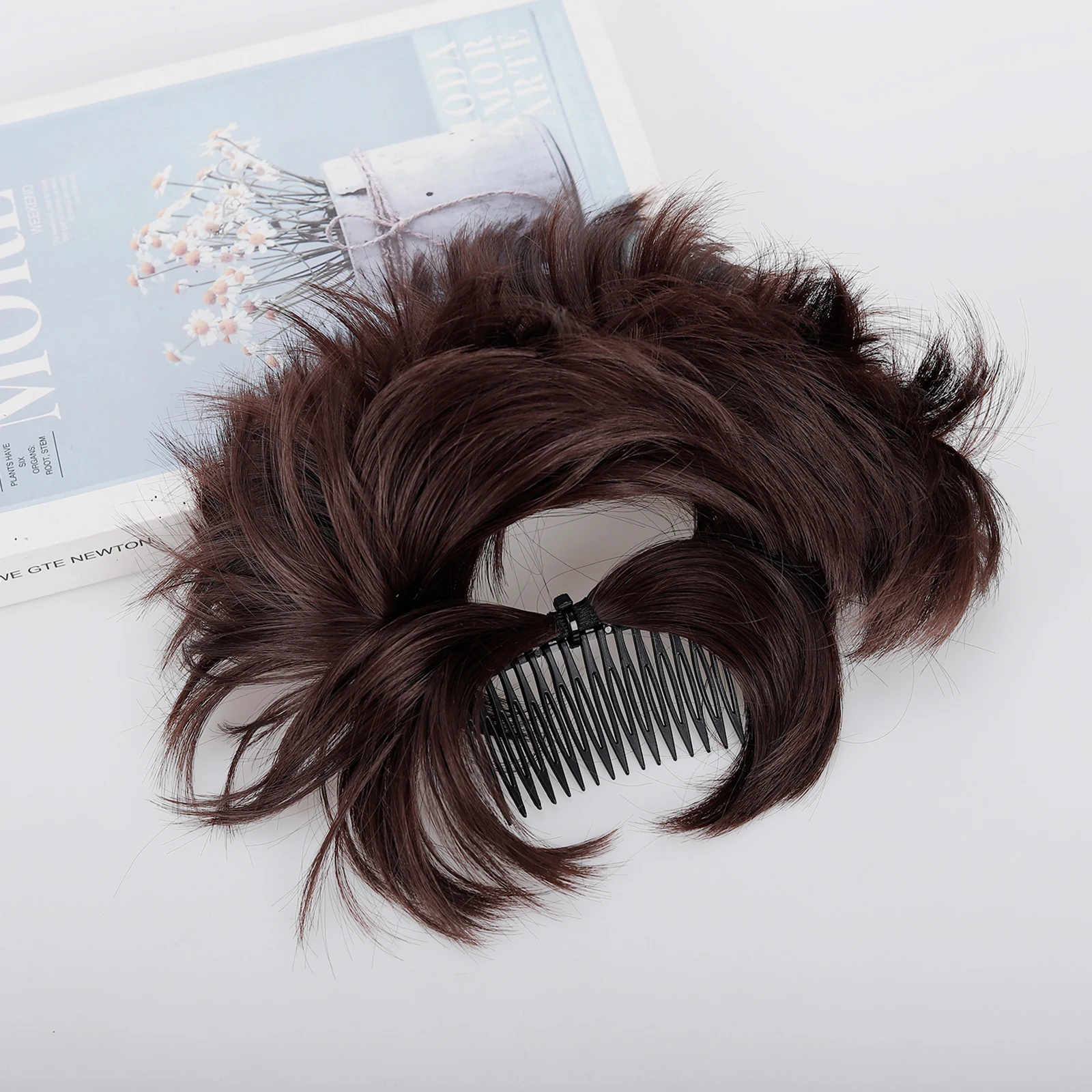 DIY قطع الشعر فوضوي الكعك مشط كليب أوبدو Scrunchies فو كعكة العقدة بسهولة إنشاء تسريحات الشعر الاصطناعية للنساء #4