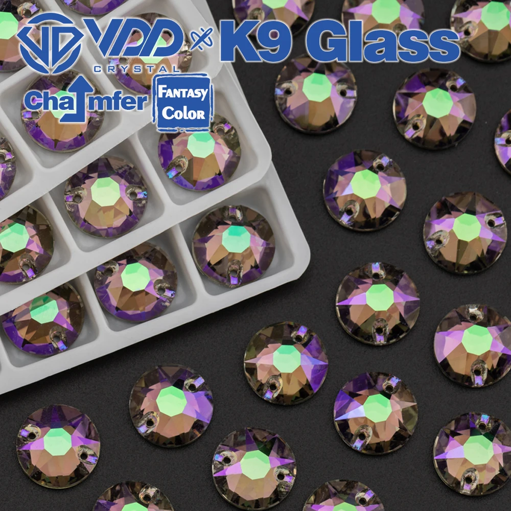 VDD 8B-8S 12mm 40 Stück Geisterlichtfarbe Top-Qualität K9 Glas Aufnähbare Strasssteine zum Nähen Flache Kristallsteine Kleidungsdekoration – Detail 6