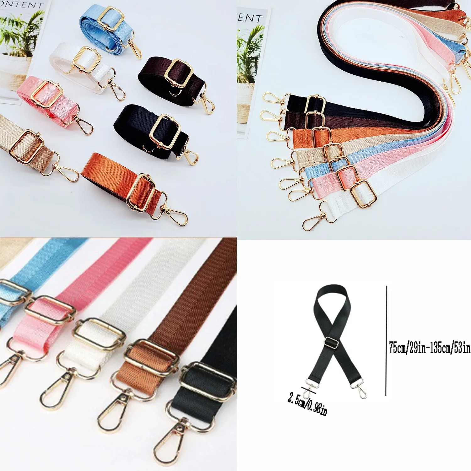 2.5 Cm Wide Adjustable Nylon Bag Strap Solid Color Shoulder Bag Strap Handbag Strap Handle Crossbody Bag Belt Bag Accessories