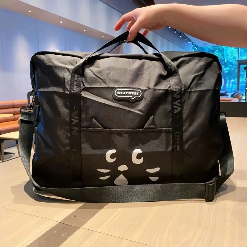 Shoulder Bag Cartoon Cat Nylon Cloth Bag Wet Dry Separation Nylon Travel Duffel Bag Crossbody Portable Travel Luggage Bag