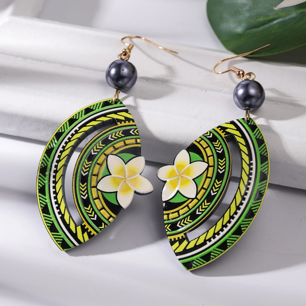 Cring Coco acrylique boucles d'oreilles 2022 tendance hawaïenne inhabituelle en gros polynésien violet géométrique concepteur boucles d'oreilles pour les femmes