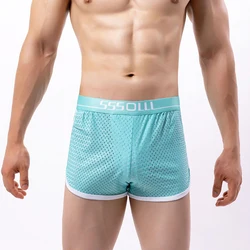 Mesh Holes Breathable Mens Underwear Panties Loose Elastic Large Size Underpants Ice Silk Fashion High Quality Male Boxer Shorts