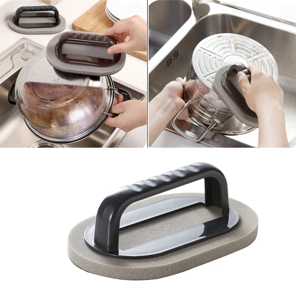 

Kitchen Descaling Clean Rub Pot Nano Diamond Emery Brush Sponge Eraser Remove Rust Kitchen Clean Tools with Handle(Black)