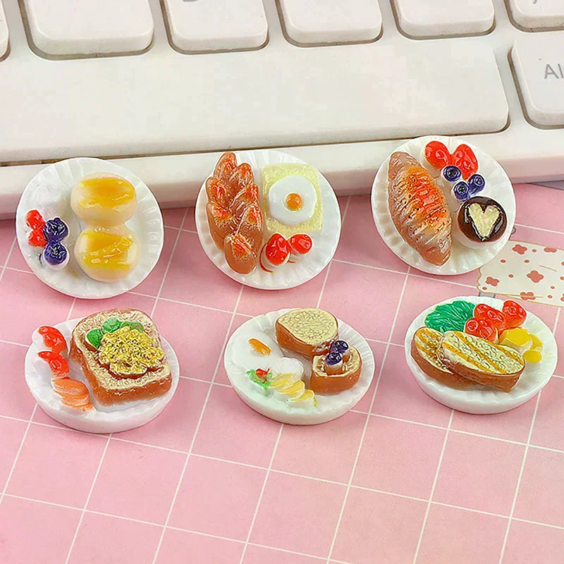 6 قطعة Dollhosue مصغرة ديم سوم طبق DIY المشهد الجنية حديقة المطبخ الغذاء اكسسوارات ل بيت الدمية ديكور الاطفال اللعب