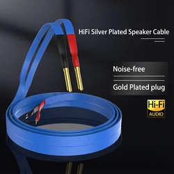 Audio Blue Heaven Speaker Cable Silver-plated OFC Loudspeaker Wire Flat Hifi Audio Cable Audiophile Cord for Amplifier DVD CD