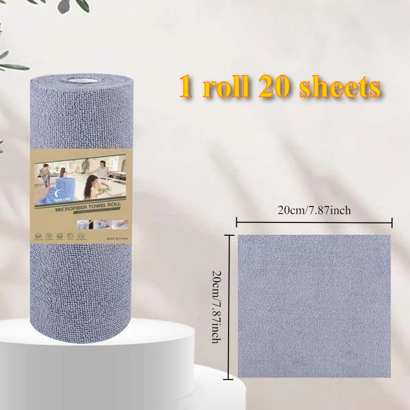 لفة قماش للتنظيف المسيل للدموع - منشفة أطباق متينة قابلة لإعادة الاستخدام للمطبخ، مقاومة للدهون وسريعة الجفاف، خرق يدوية من الألياف الدقيقة