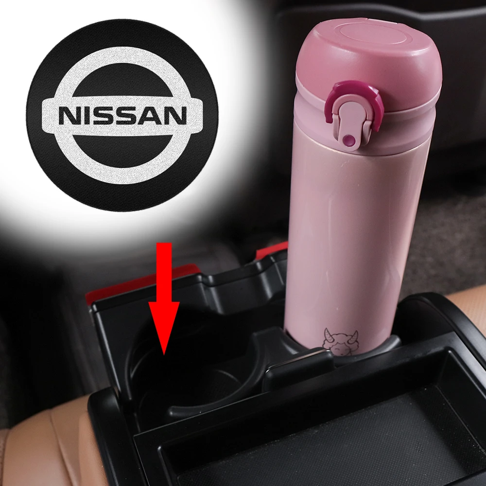 2PCS Car Coaster Cup Holder Non-slip Mat Interior For Nissan X-trail Qashqai Note Juke Sentra Patrol Navara Micra Almera Tiida