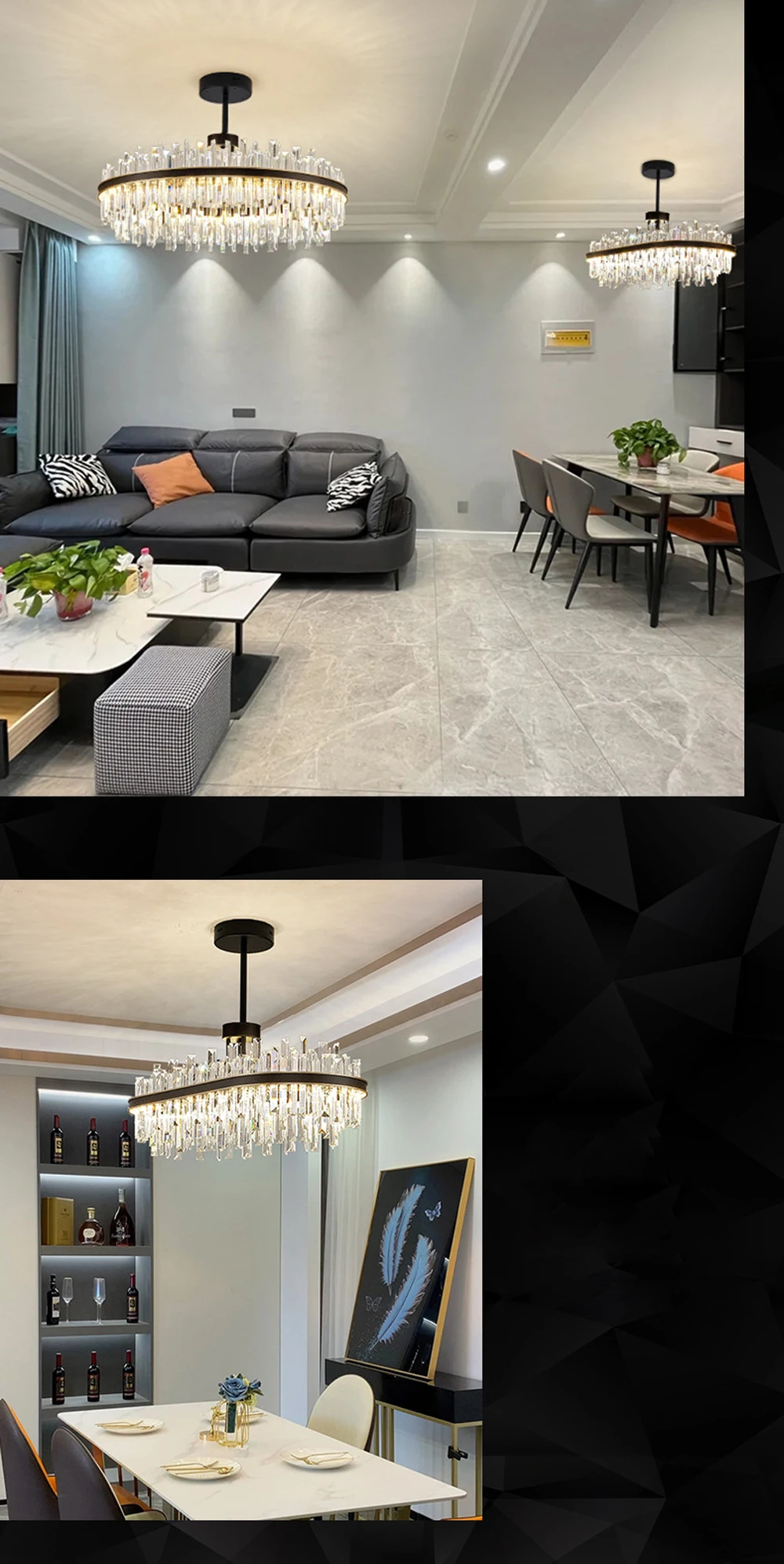 Dimmable LED Crystal Series Gold Black