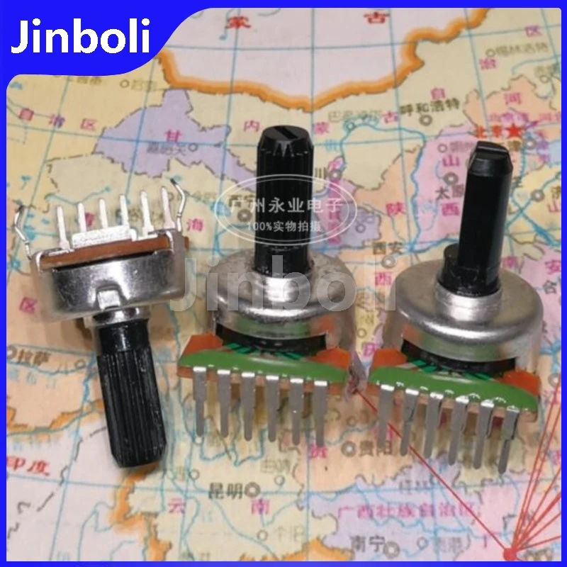 3PCS 161 Type Double Vertical 6Pins B10K B20K B50K B100K A50K Audio Volume Amplifier Rotary Potentiometer Shaft Length 15MM