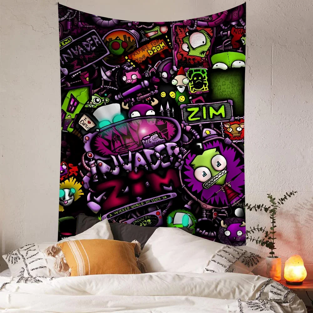 I-Invader Z-Zim Cartoon Hanging Bohemian Tapestry Bohemian Wall Tapestries Mandala Cheap Hippie Wall Hanging