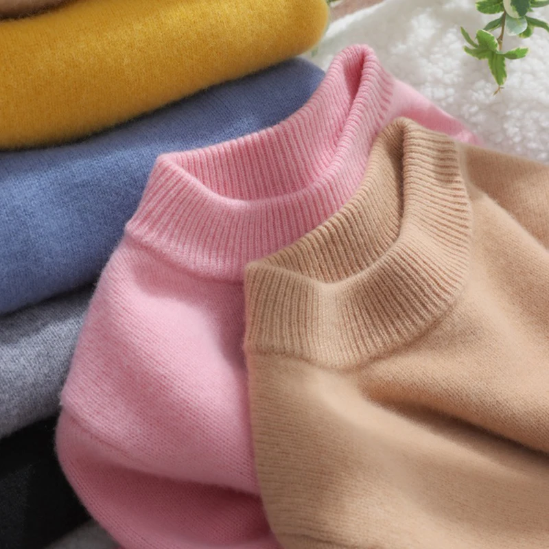 

Boys Sweater 100% Wool Kids Winter thickened wool Pullover Sweater Girls Wool Solid cashmere Coat Teenager Clothing Sweater Tops