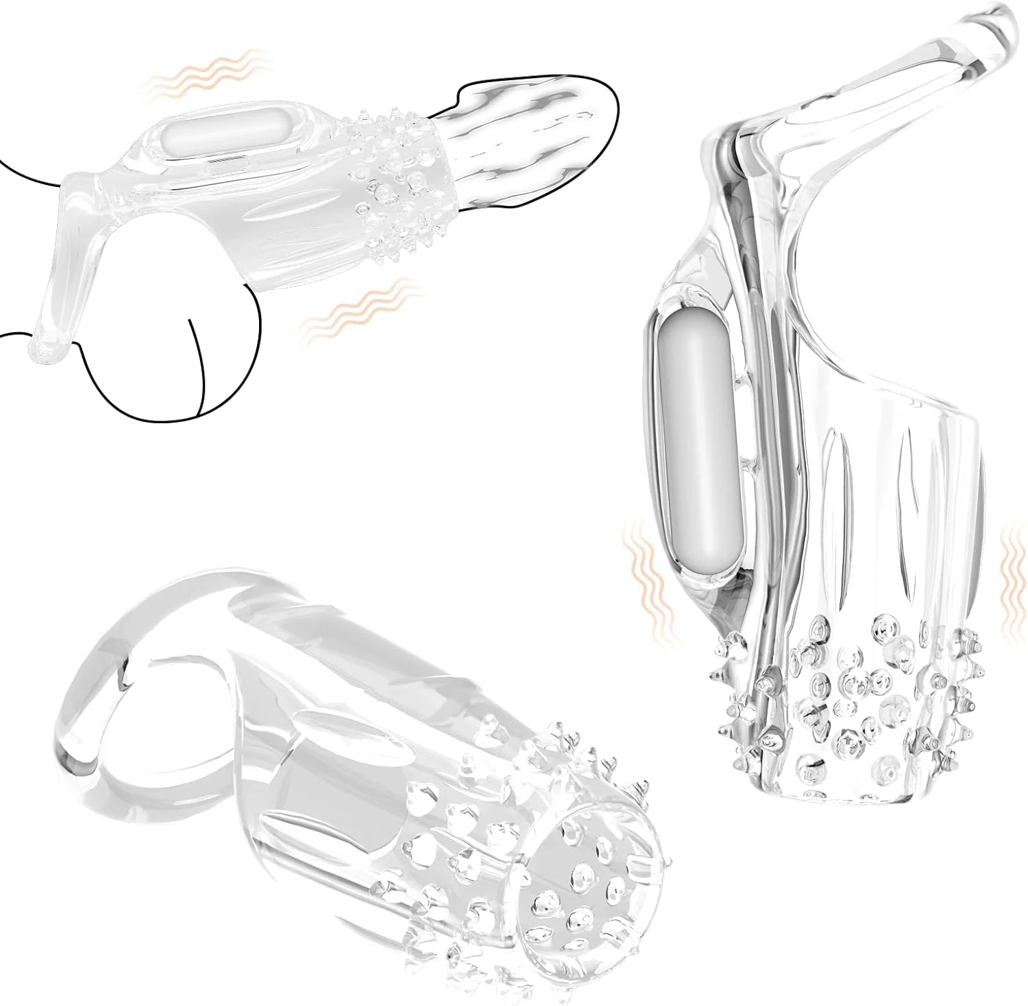 ملحقات كم القضيب الواقي الذكري توسيع الذكور تأخير الهزاز البظر مدلك خاتم الديك تهتز غطاء القضيب الجنس لعب للرجال #1