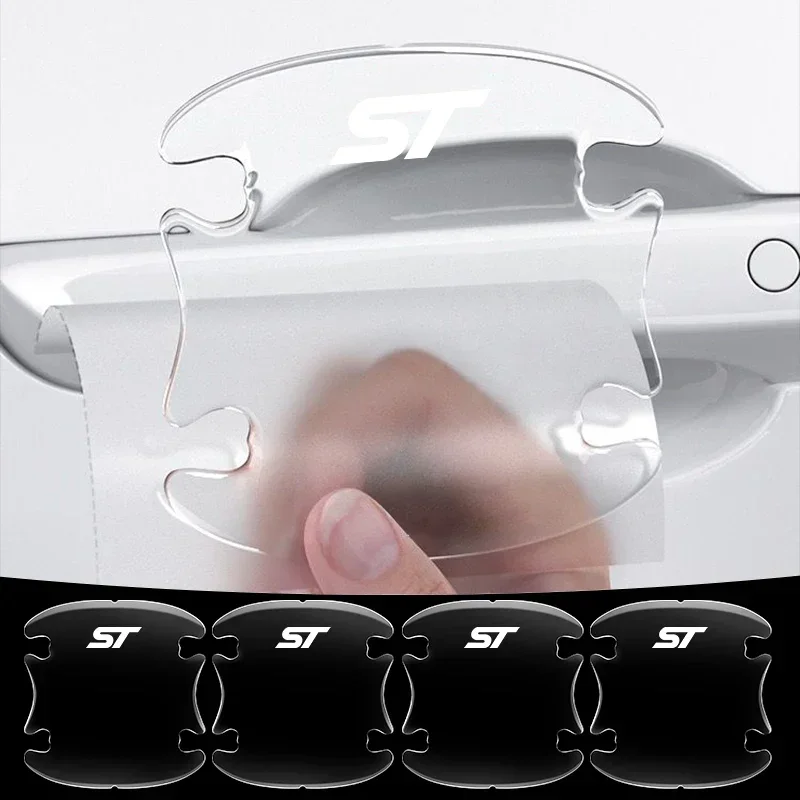 4PCS Car Transparent Door Handle Bowl Stickers For Ford ST Focus 2 3 Mondeo MK4 Fiesta Kuga Fusion Ecosport Auto Accessories