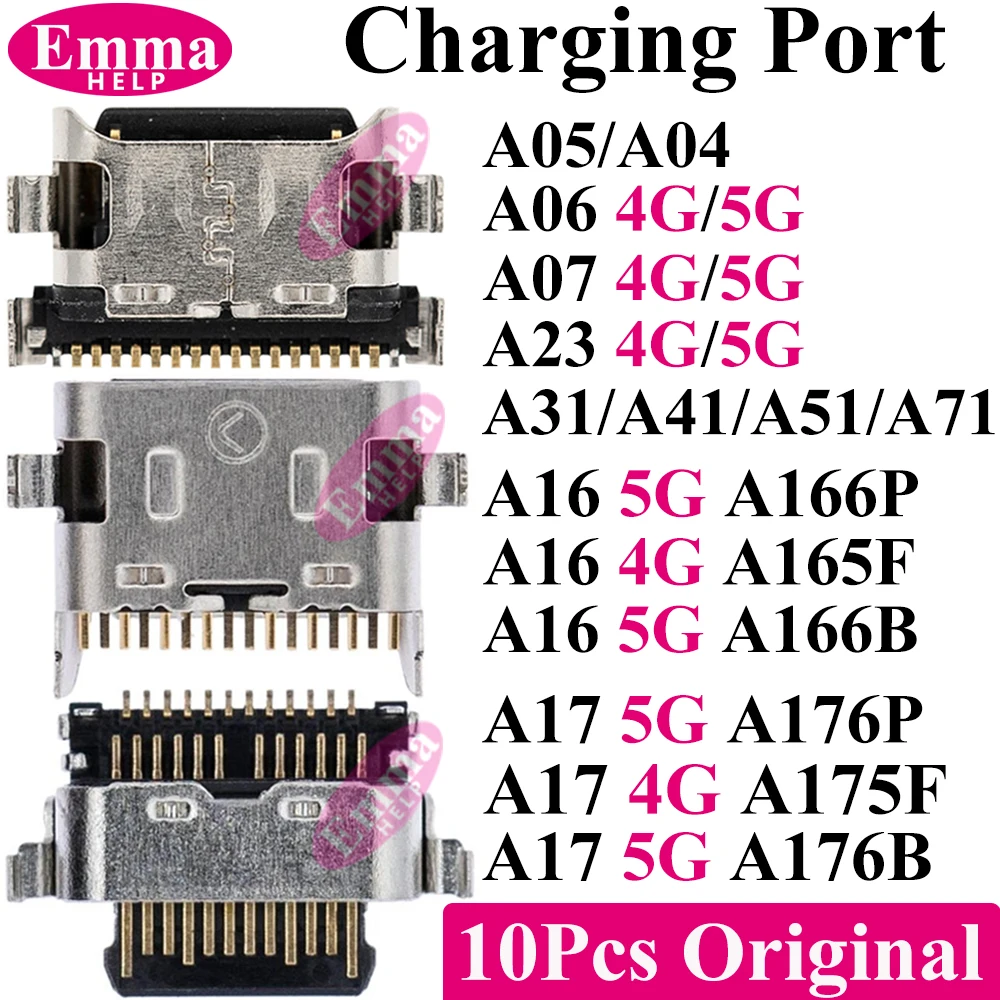 10pcs Charging Port Dock Plug For Samsung A06 A07 A05 A04 A13 A14 A15 A17 A25 A31 A50s A51 A16 USB Charger Connector Socket