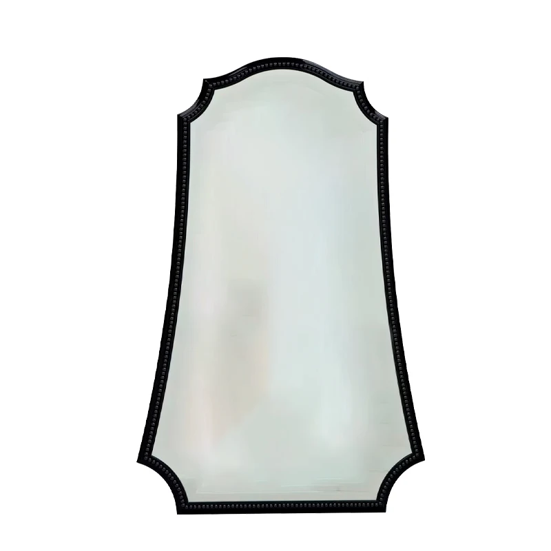 

LIrregular Shape Full-Length Mirror Black Floor Mirror Creative American Style Large Mirror