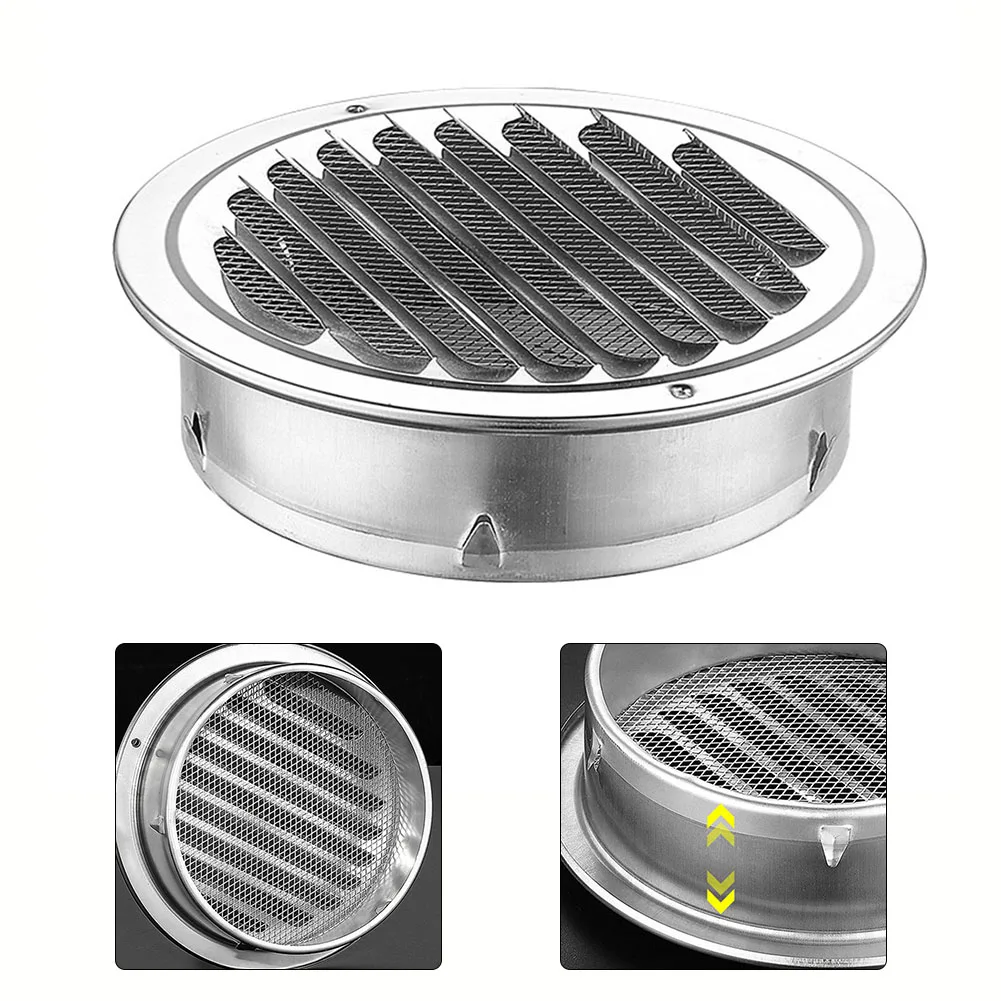 

70-300mm Stainless Steel Vents Grille Exterior Wall Duct Ventilation Exhaust Grille Cover Round Flat Head Air Outlet Hoods