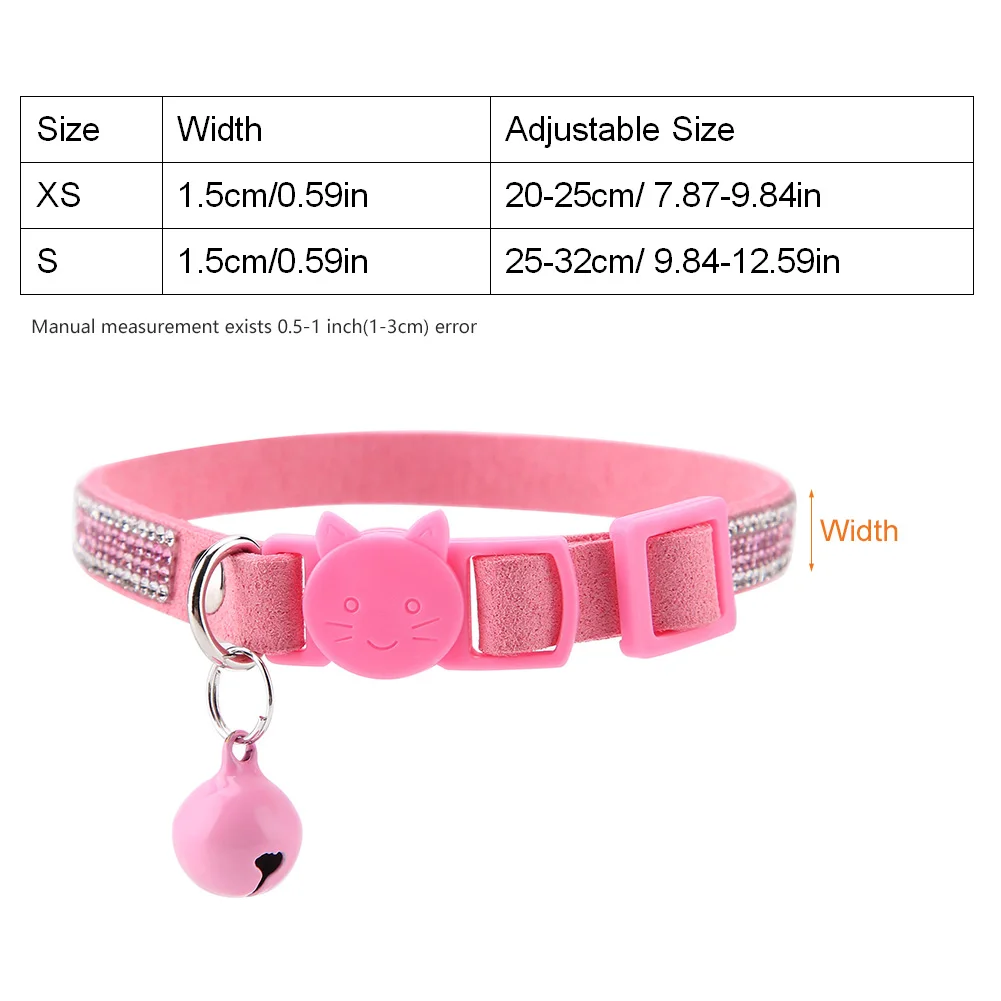 Cute Cartoon Durable Shiny Comfortable Soft Pet Collar With Bell Adjustable 20-25cm/25-32cm