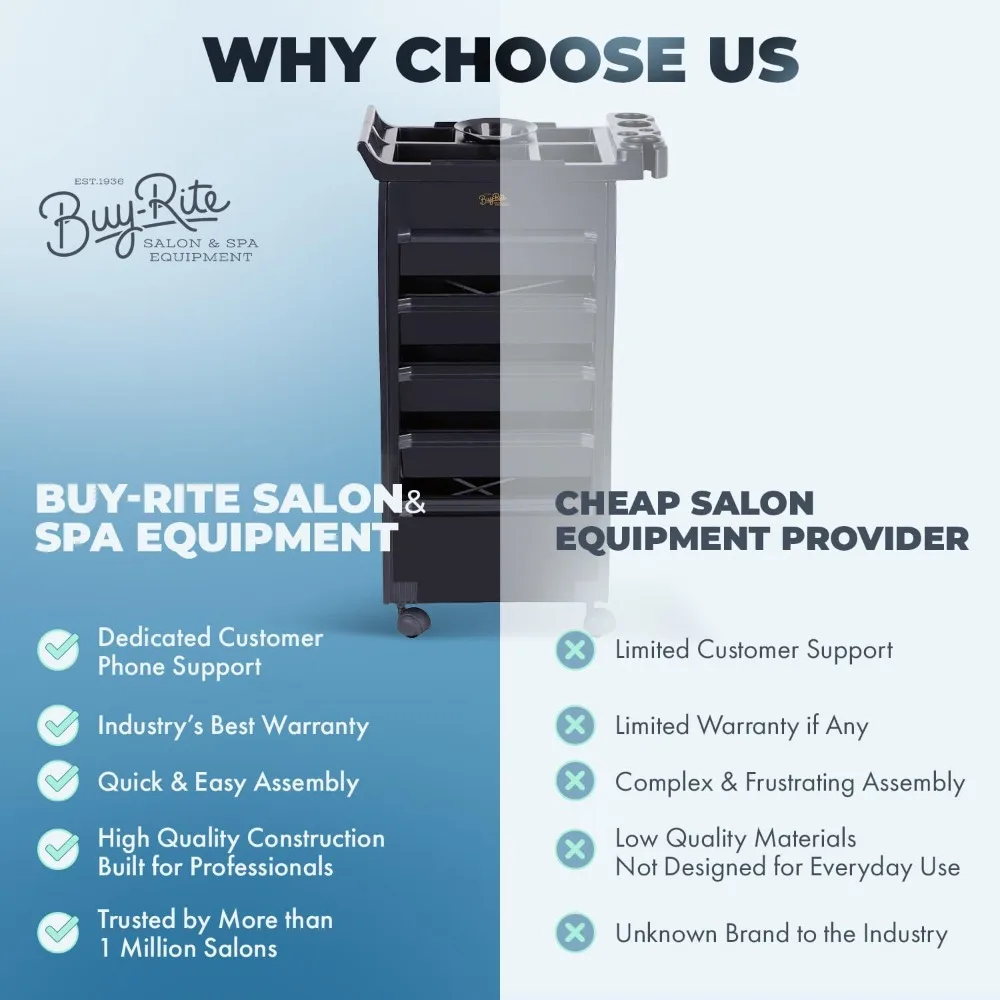 عربة ترولي احترافية للصالونات - عربة أدوات دوارة مع 5 أدراج تخزين قابلة للإزالة، وعاء خلط الألوان