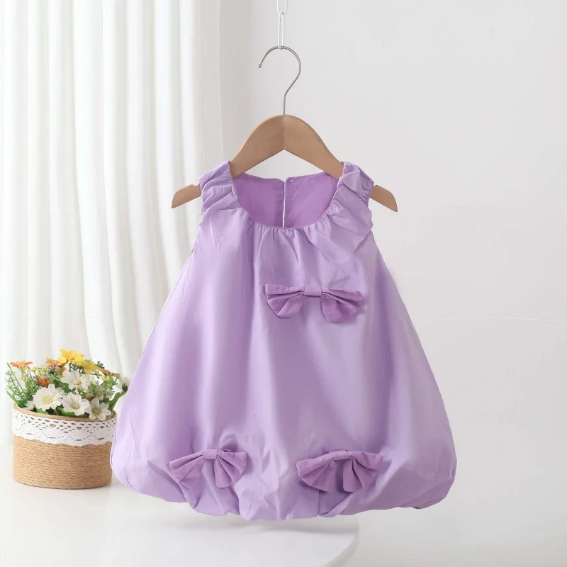 Summer Girls' Children's Clothing  Cute And Super Cute Dress for Girls Butterfly Knot Flower Bud Skirt Princess Style