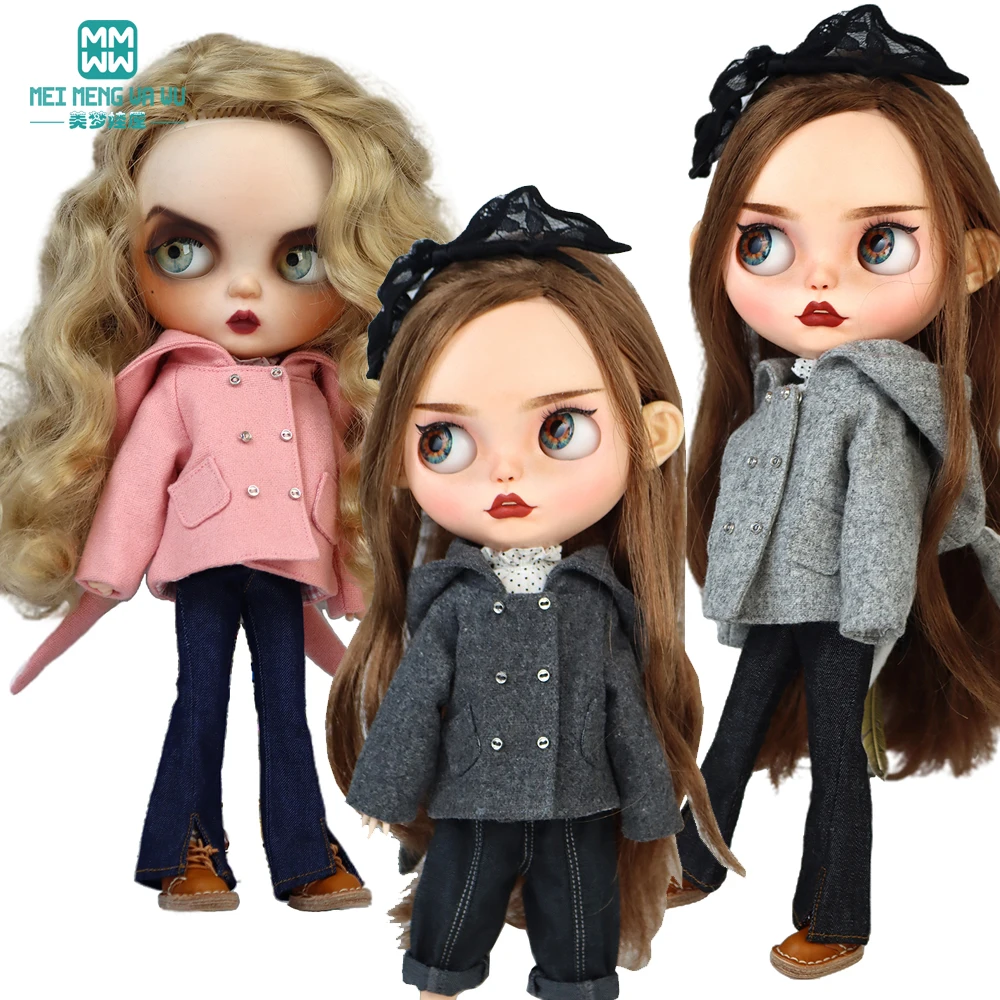 Blyth doll clothes azon OB22 OB24 fashion wool jacket coat sweater jeans doll accessories