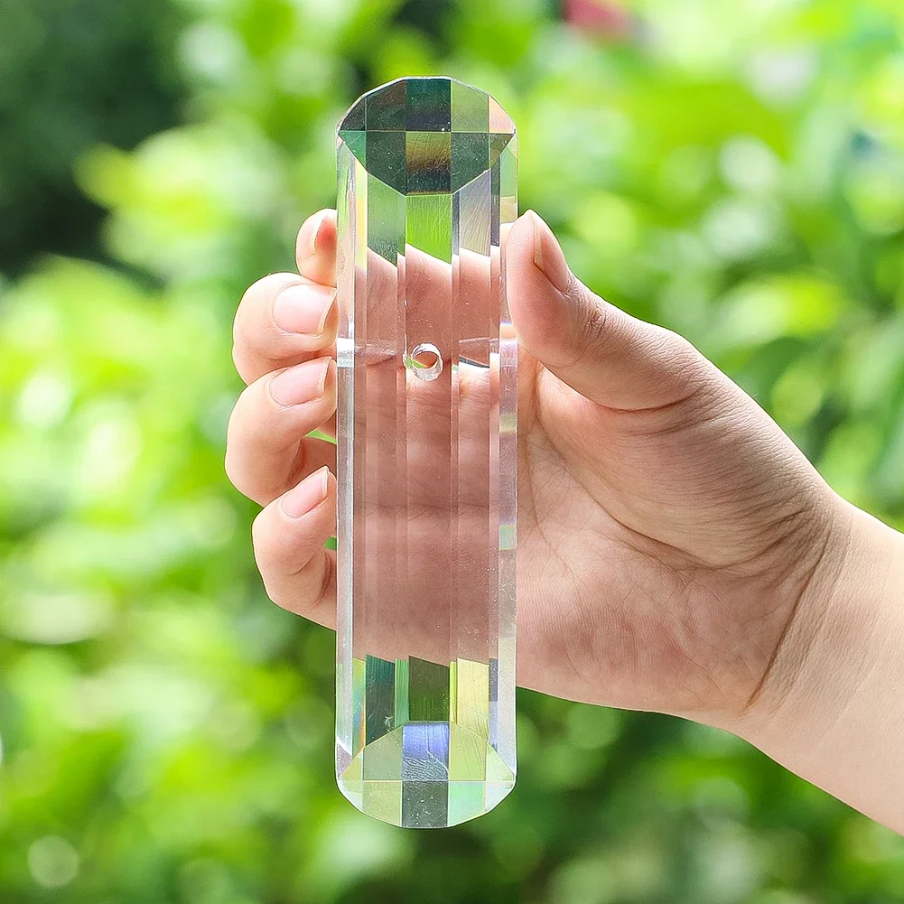 Aurora Clear Crystal Prism Pendant Faceted Cylinder Glass Suncatcher Chandelier Hanging Drop Window Decor DIY Ornament