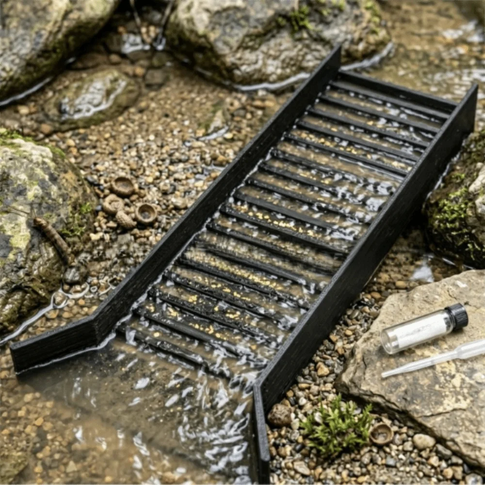 Portable and Efficient Golden Mining Sluice Box Splash-Proof Plastic Structure Sand Sifting Box Plastic Construction