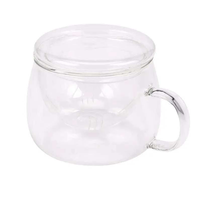 ALIM-3X 3 In 1 Set Clear Heat Resistant Tea Coffee Cup With Tea Infuser Filter Lid Use For Home Office