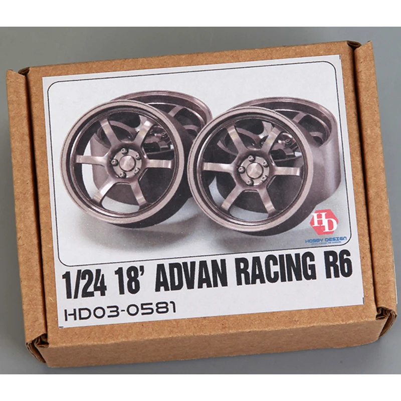 Hobby Design HD03-0581 1/24 Advan Racing R6 Wheels (Resin+Metal Wheels+Decals) Model Car Modifications Hand Made Model