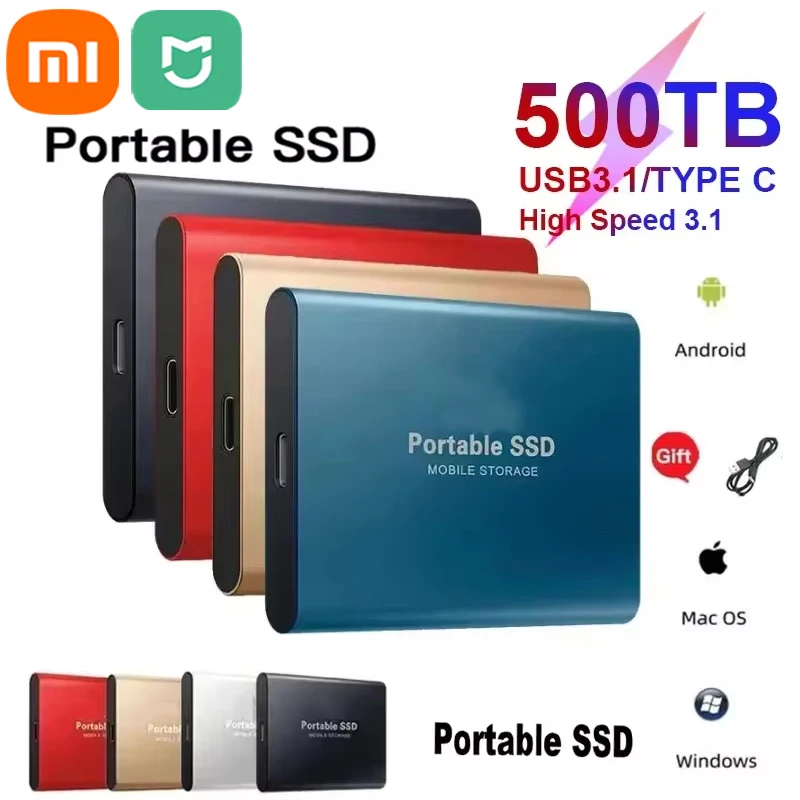 

Xiaomi mijia Original High-speed Portable SSD 2TB 4TB 16TB External Hard Drive Storage Type-C USB 3.1 Interface for PC Laptop