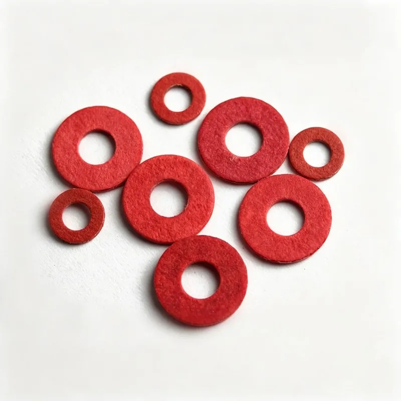 10/50Pcs Red Steel Paper Fiber Insulating Gasket Flat Washer M2.5‑M16 ElectricalInsulation Spacer Ring for Hardware Fasteners