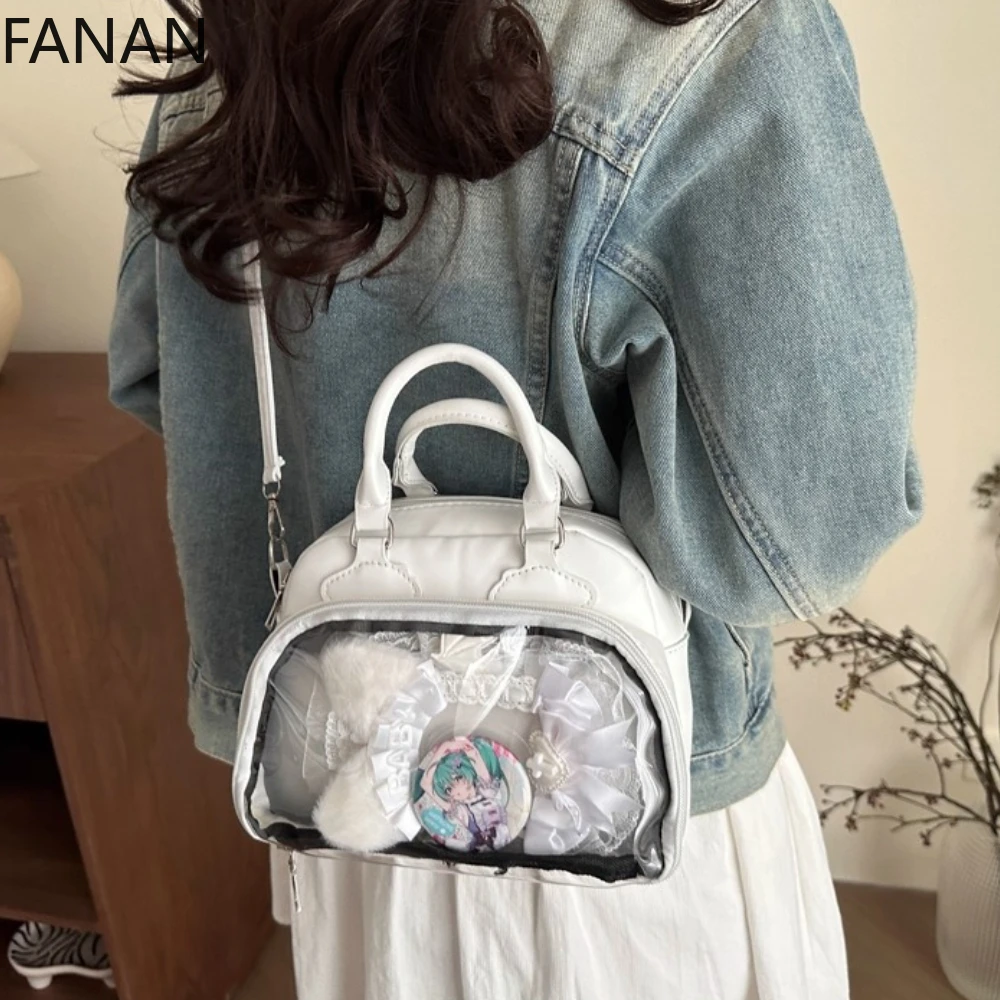

2025 New Sweet Casual Ita Bag Women Japanese Uniform Bags Portable Shoulder Messenger Crossbody Transparent HandBag
