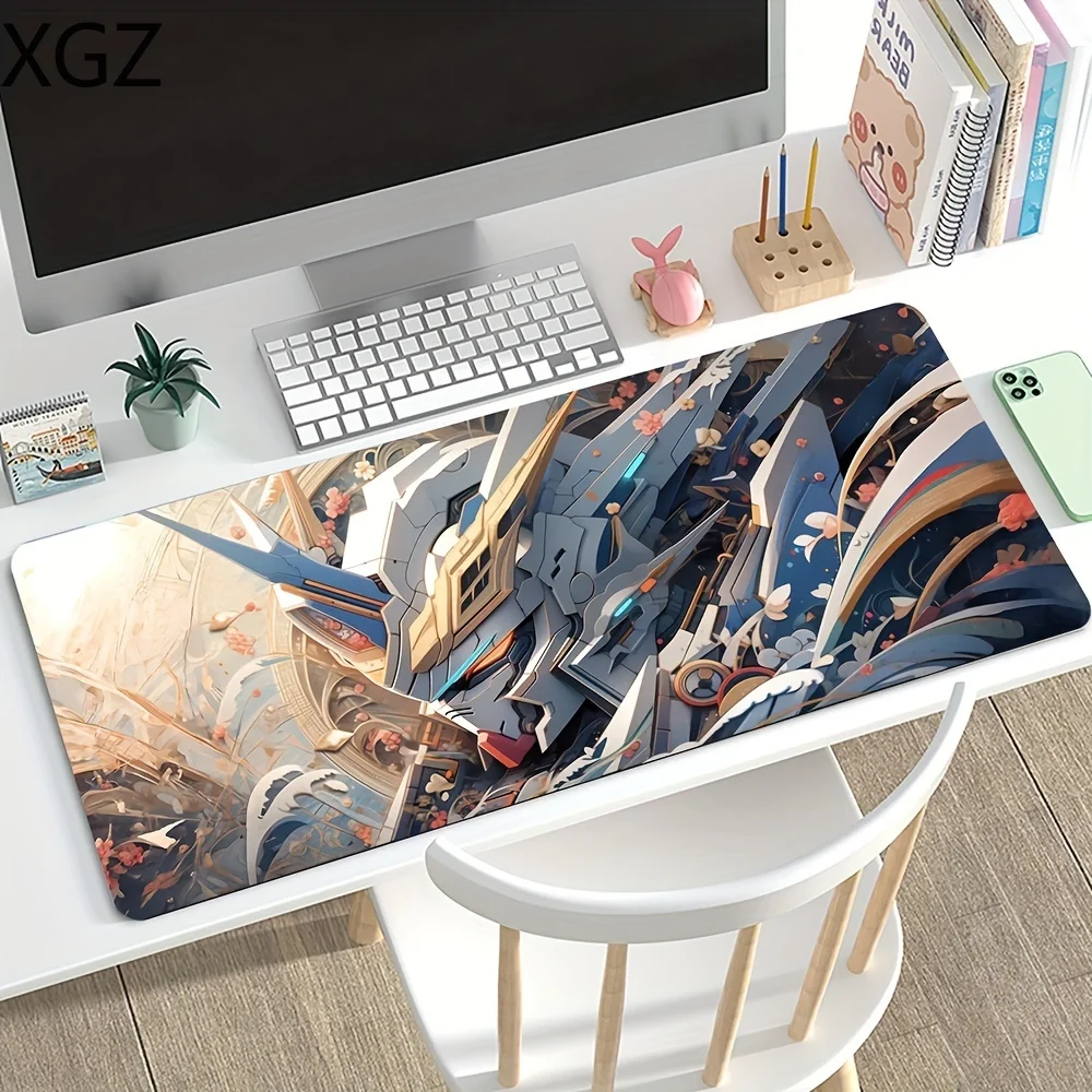 Anime Colorful Mecha Style Cool Robot Large Mouse Pad Rubber Washable Stitched Edge Desk Pad Suitable for Office and Gaming