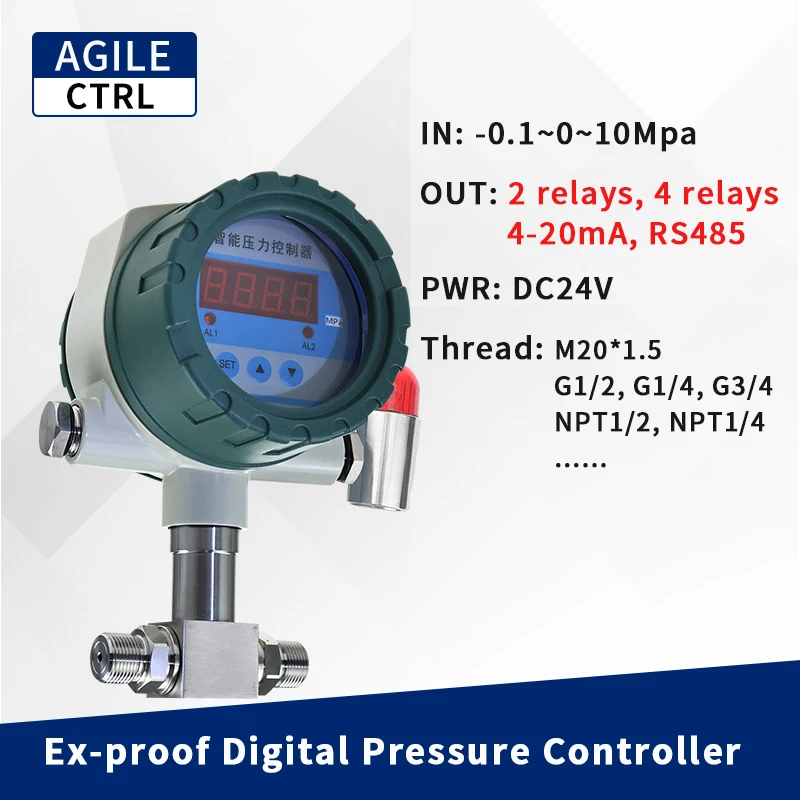 

Intelligent Differential Pressure Controller 100Mpa Explosion-proof Digital Differential Pressure Switch Adjustable Alarm Point