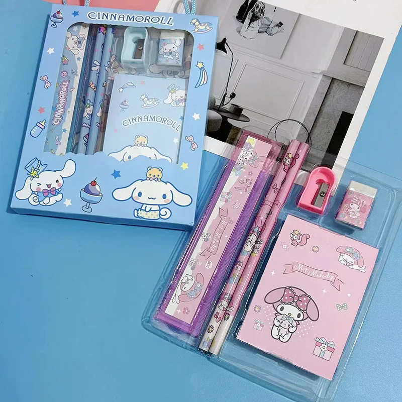 Cartoon Sanrio Kulomi Yugui Hund Briefpapier Set Student Briefpapier Geschenk box Schul bedarf Lineal Bleistift Bleistift Box Zubehör