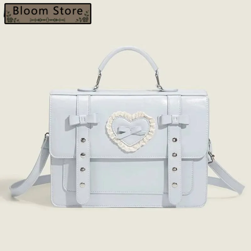 

Japanese Preppy Sweet Heart Bow Schoolbags Vintage Y2k Aesthetic Kawaii Jk Handbags Fashion Casual Backpacks For Women Students