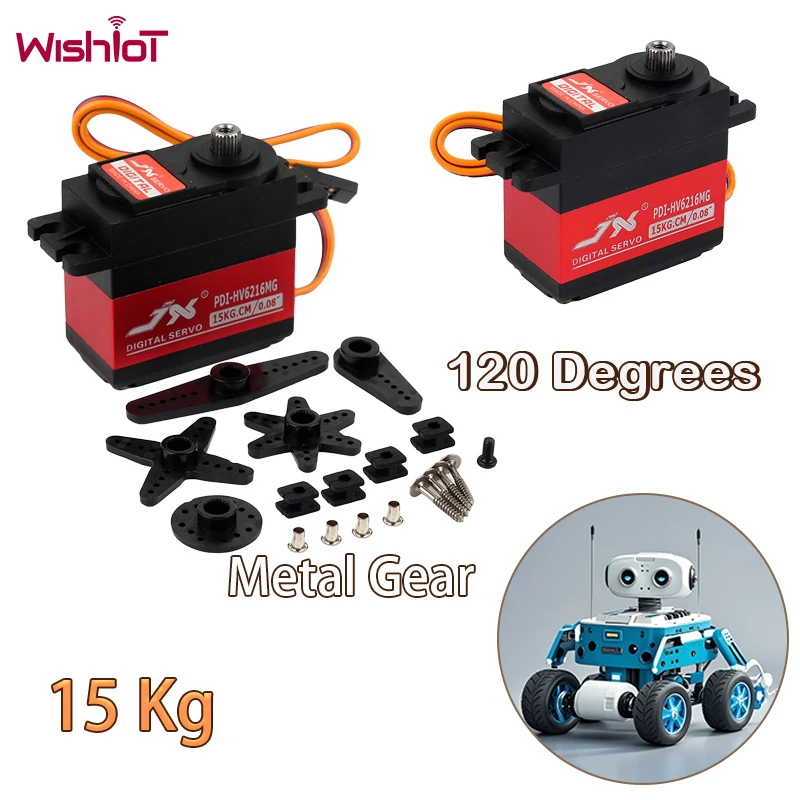 

Standard Digital Servo 15KG Metal Gear Core Motor High Torque 120 Degree Servos for Remote Control Cars Aircraft Model Toys #T3