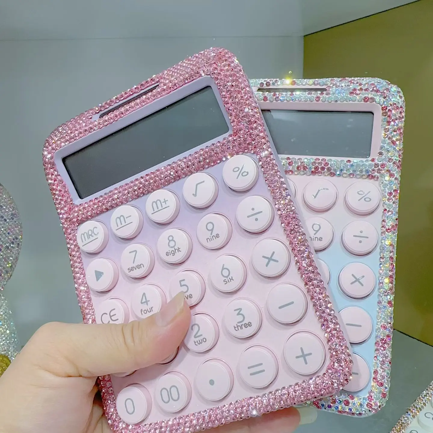 Bling Diamond Dual Power Supply Calculator Financial Accounting Office Student Electronic Calculator Solar 12 Bit Large Screen view 2