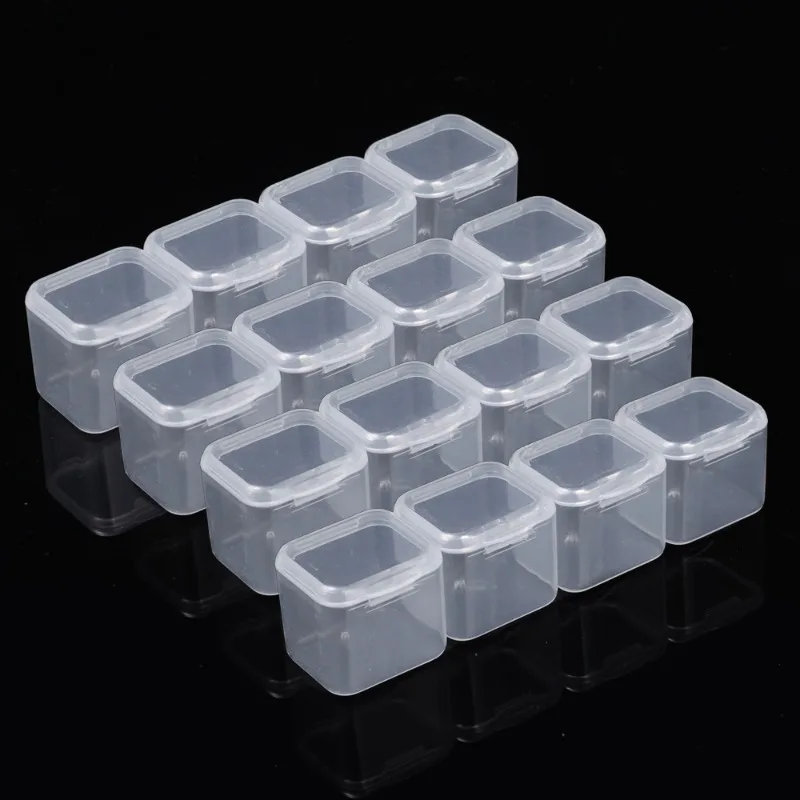 Mini Vierkante Plastic Opbergdoos Transparant Stofdicht Diy Sieraden Houder Pil Opslagtank Display Kleine Case Draagbare Container