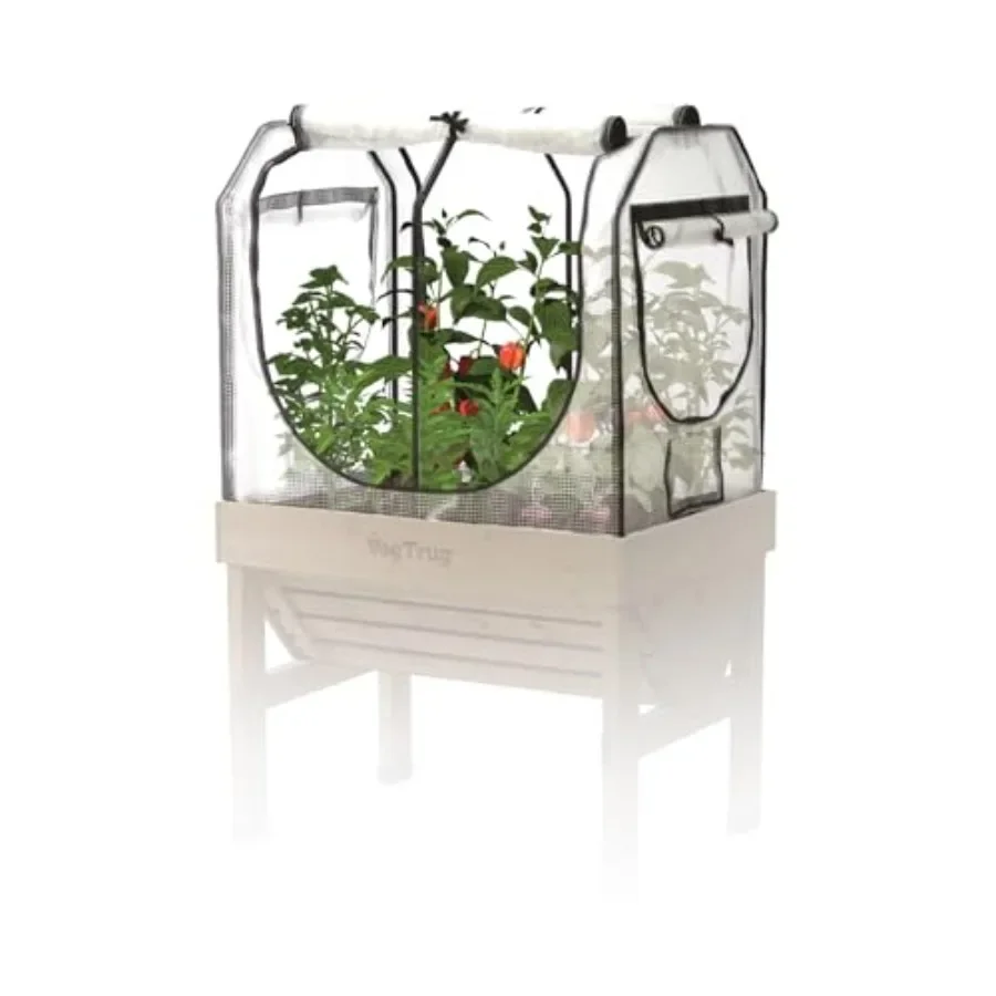 Greenhouse Frame and Multi-Cover Set for Classic Small 1m Raised Bed, White - Durable Double Layer Micro Mesh Insect Protective