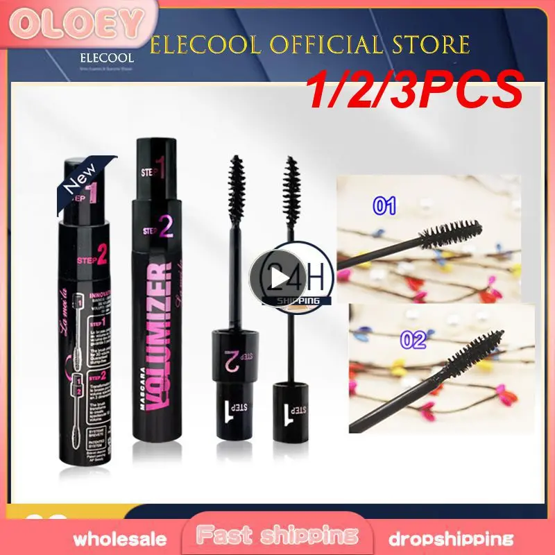 Impermeável e à prova de suor Double Purpose Mascara, Curling Maquiagem, Eyelash Black Fiber, Pincéis, 1 Pc, 2 Pcs, 3Pcs