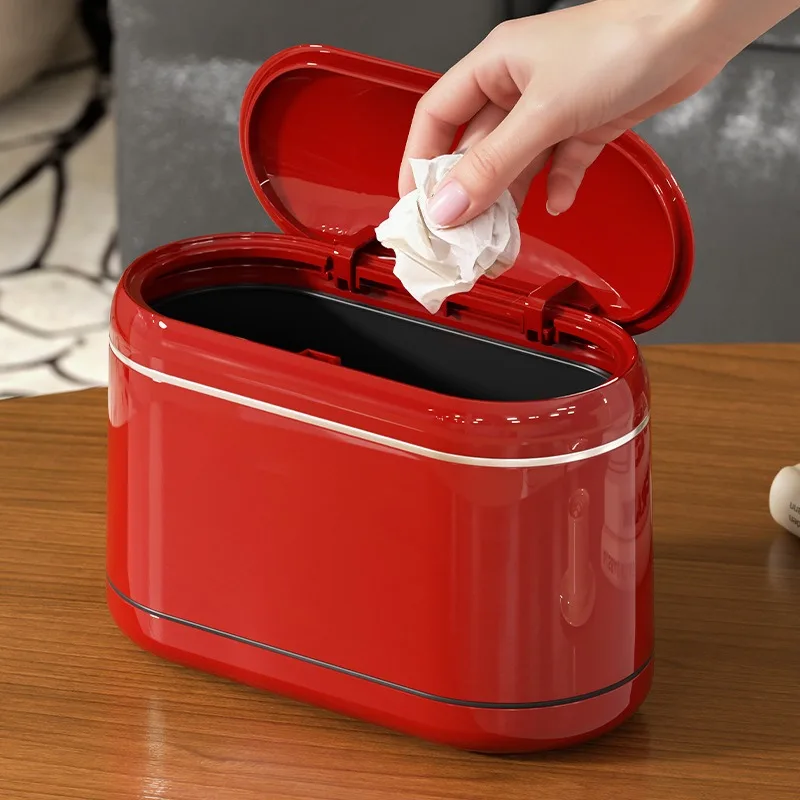 

Stylish Narrow Space Trash Can with Lid Large Capacity Slim Desktop Bin for Home Office Bedroom and Kitchen Waste Disposal