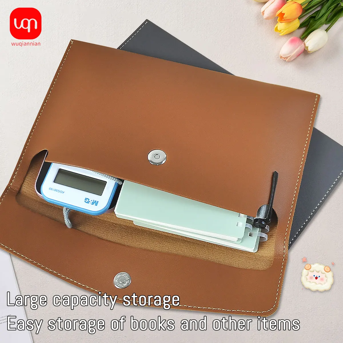WQN 1pc Business Multi-Color Thickened A5 Document Folder with Magnetic Closure, Portable, with Compartments for Storing Daily