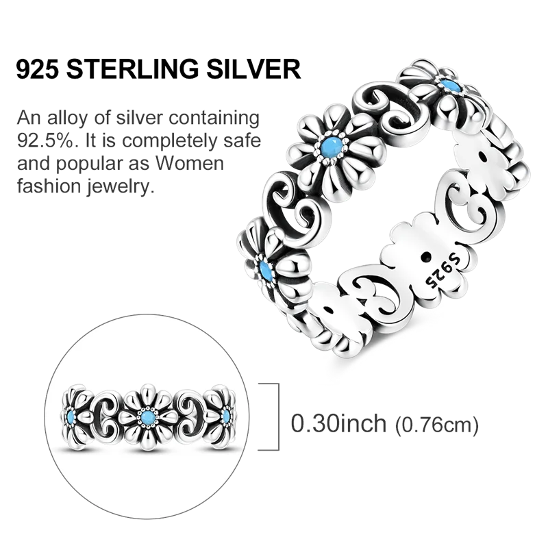 Women's 925 Sterling Silver Wedding Ring, Elegant Design