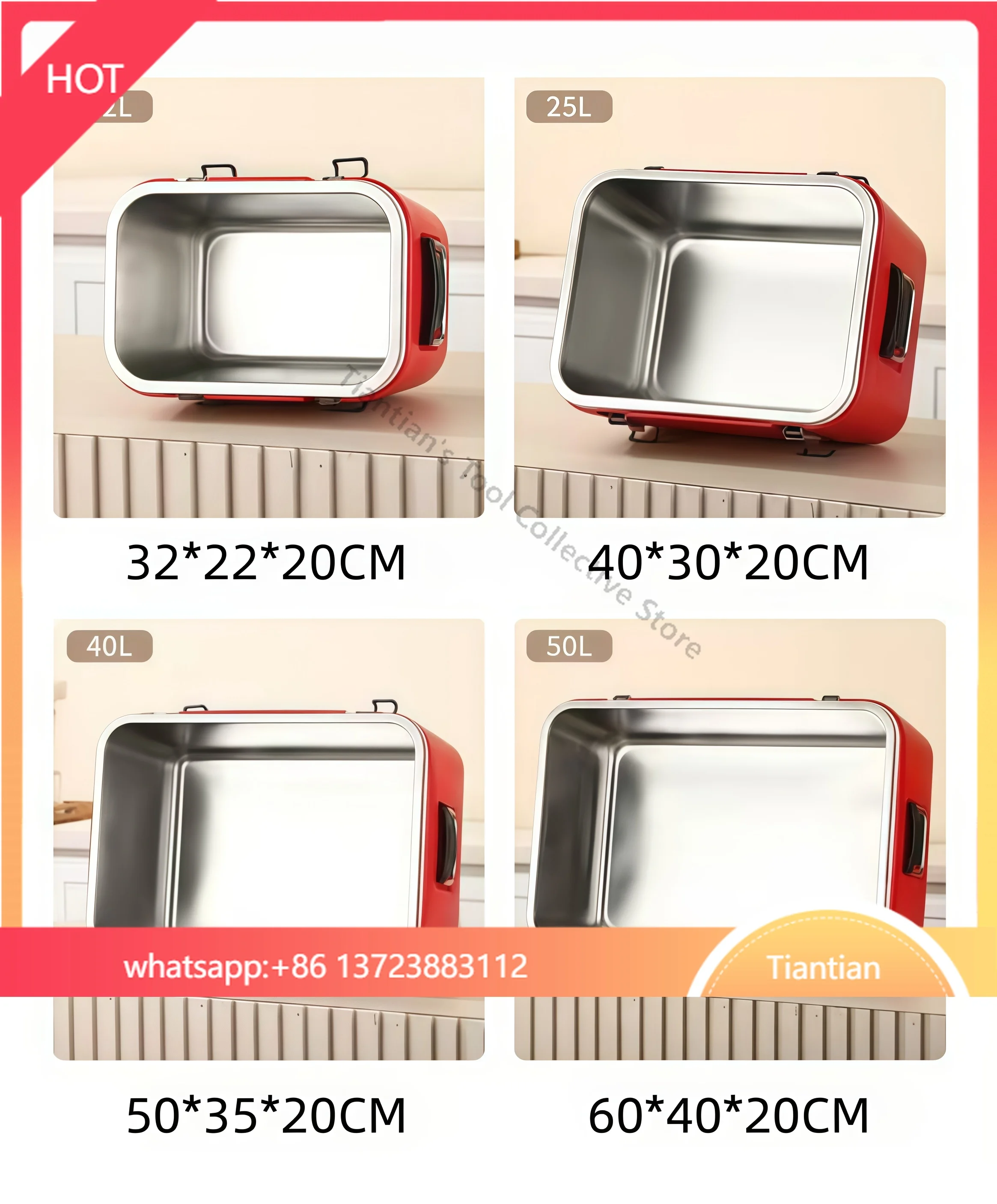 15/25/35/50L 4-piece Stainless Steel Insulation Barrel Food Warmer Food Storage and Commercial Container